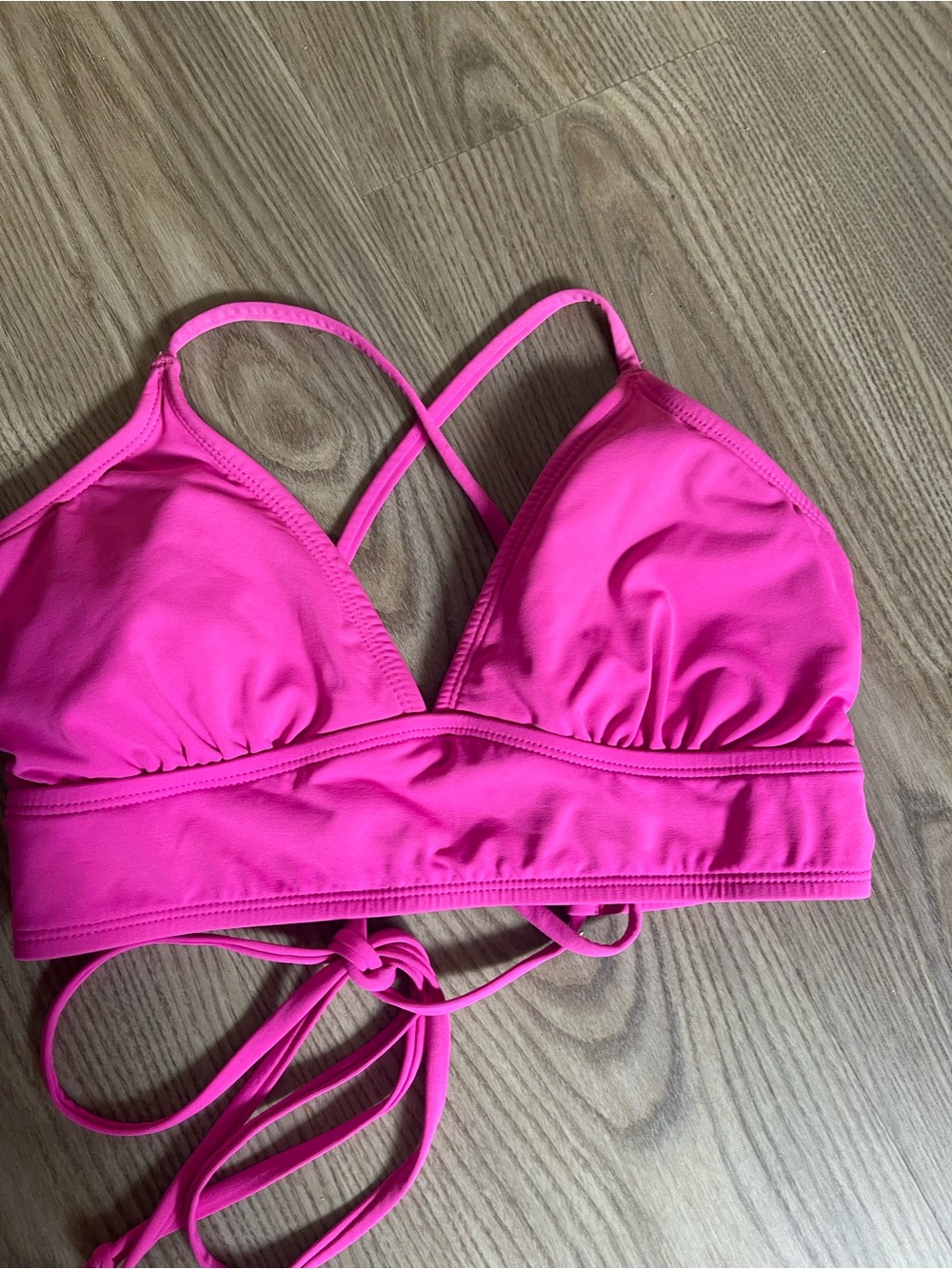 Athleta Crisscross Tie-Back Bikini Top Size S Barbie athletic Yoga Swim Summer - Picture 5 of 12